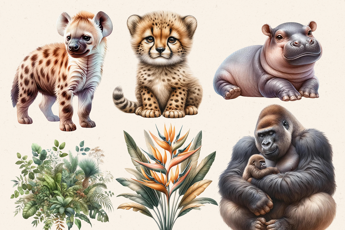 SAFARI JUNGLE ANIMALS CLIPART PACK, an Animal Illustration by Daring Digies (Photo 6 of 10)
