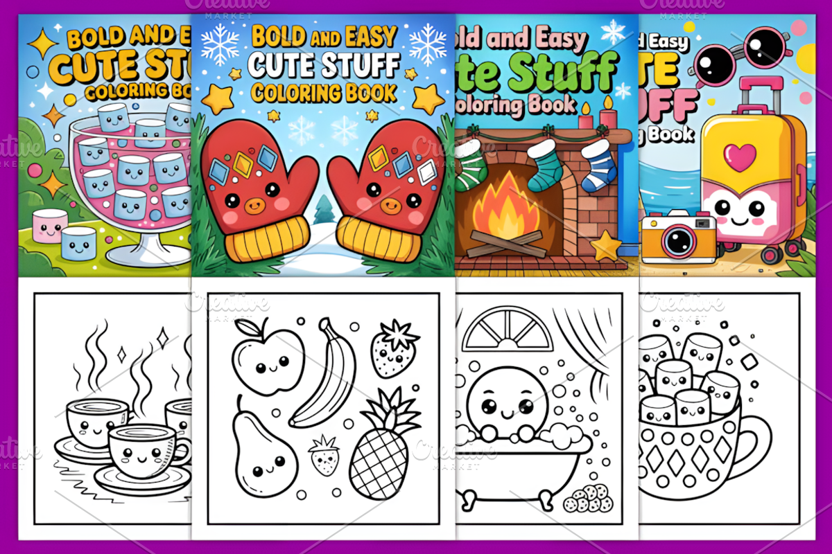 Bold and Easy Cute Stuff Coloring, a Decorative Illustration by Design Station (Photo 3 of 4)
