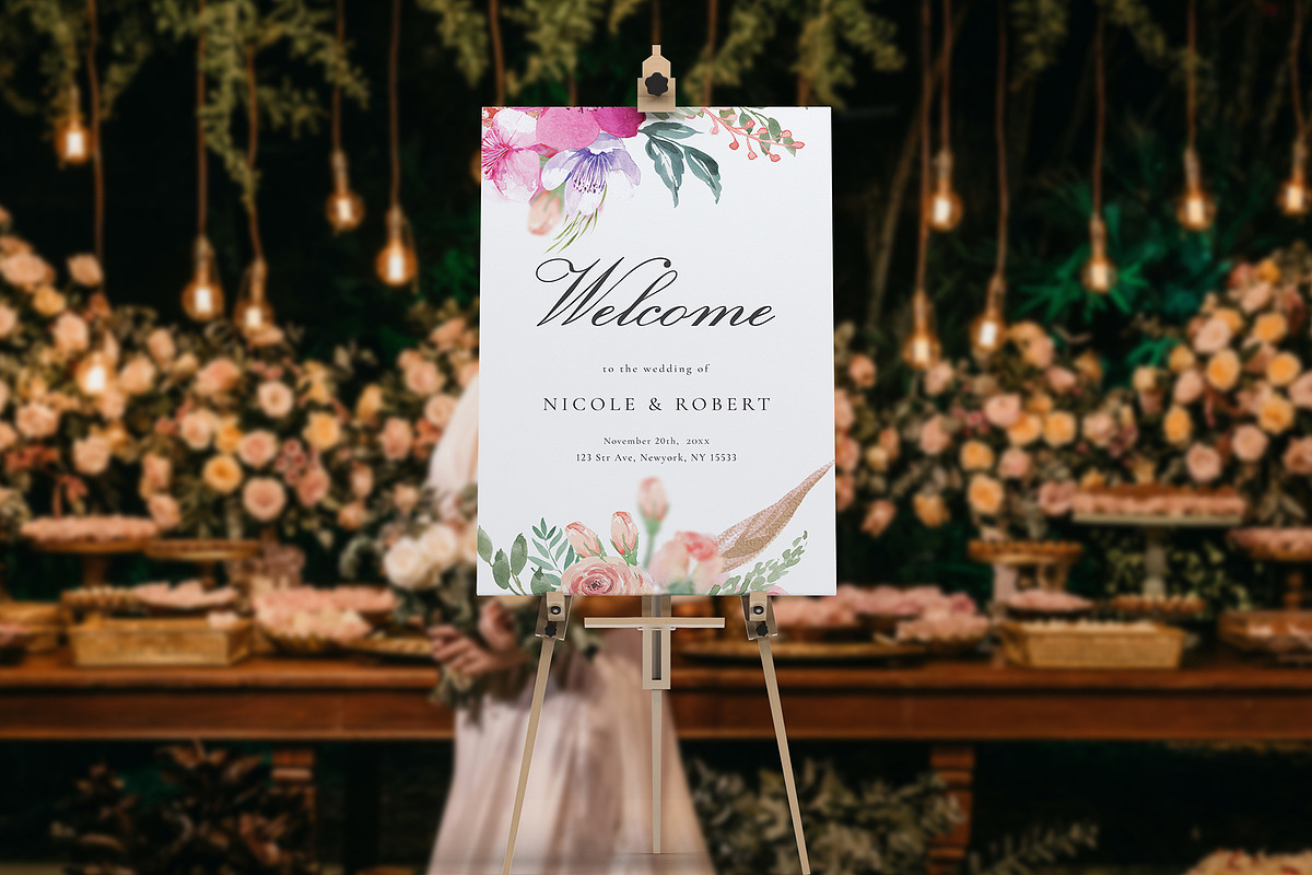 Welcome Sign Template Canva, an Invitation Template by ShineOnWedding (Photo 2 of 9)
