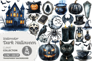 Dark halloween Sublimation Clipart, an Illustration by Dream Creation