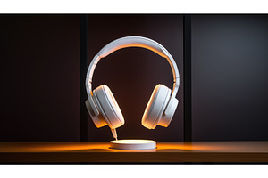 elegant white headset ai generated, a Technology Photo by pikepicture