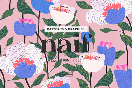Naive Abstract Flower Market Pattern, a Pattern Graphic by likorbut