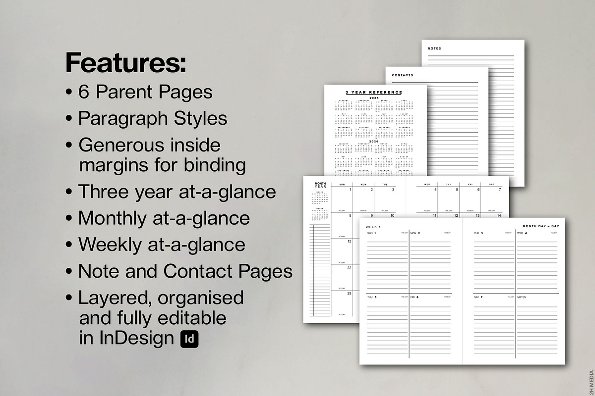 2025 Weekly Planner for InDesign-UK, a Brochure Template by StudioWorks (Photo 2 of 3)