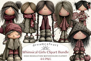 Whimsical Girls Clipart Bundle, an Illustration by DreamCafeArt (Thumbnail 1 of 8)