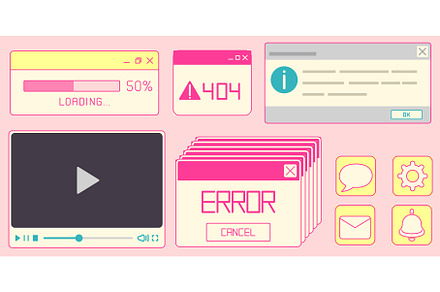 Window interface elements in retro, a Technology Illustration by art PVP - market