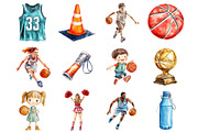 Watercolor Basketball Kids Clipart, a Seasonal Illustration by Design Market (Thumbnail 5 of 5)