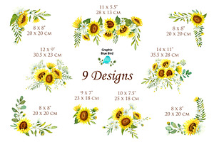 Wild Sunflowers Watercolor Clip Art