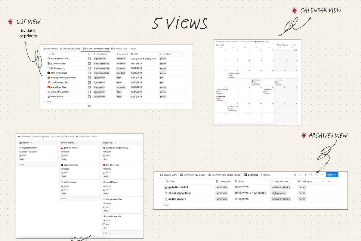 To-do list 1/3/5 - Notion template, an App Template by Iasan Design (Photo 4 of 7)