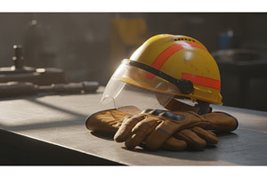 Heavy duty yellow safety helmet with, an Industrial Photo by Igor Tichonow
