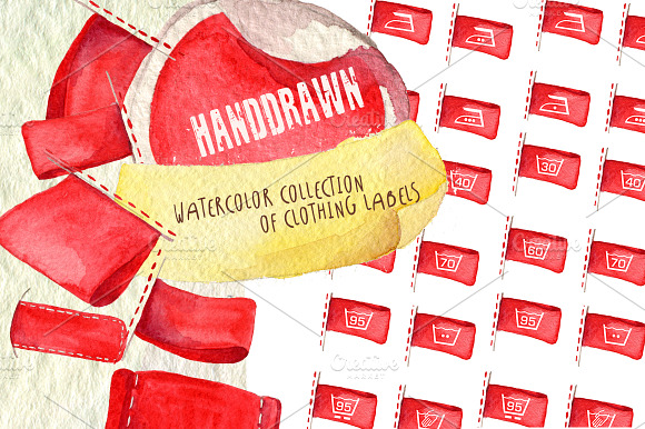 Watercolor clothing labels, vector. preview 6