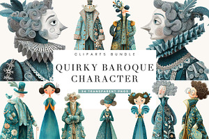 Quirky Baroque Character Clipart, a Person Illustration by BusyDaydesign
