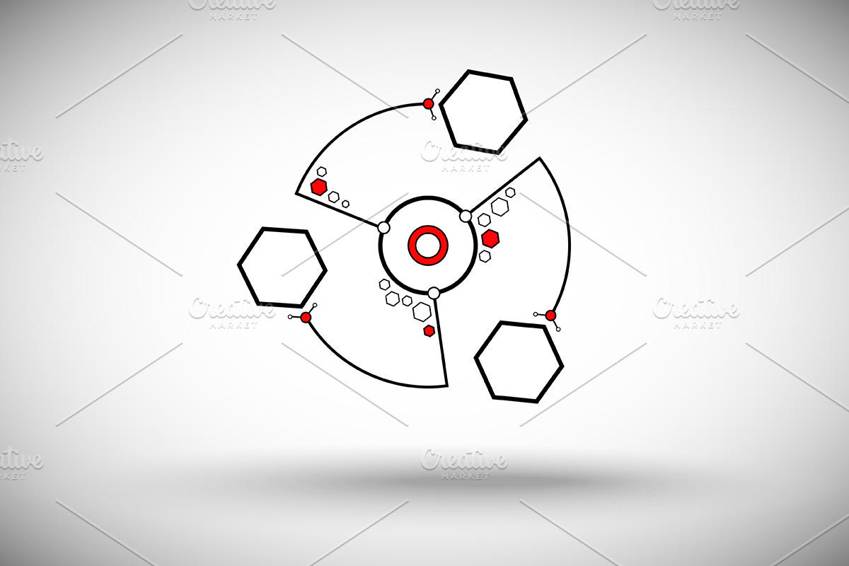 Three cells in the form of a circle, a Technology Illustration by NickSorl Shop