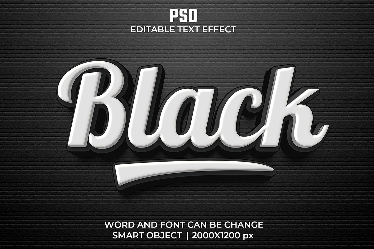 Black 3d Editable Psd Text Effect, a Layer Style Add-On by bdrobin (Photo 1 of 2)