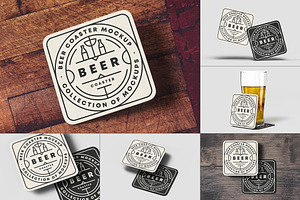 Beer Coaster Mock-up, an Advertising Mockup by zippypixelstudio