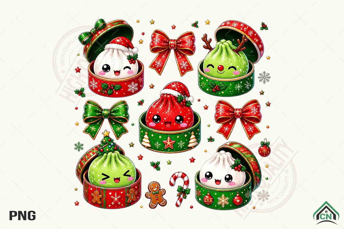 Cute Christmas Dumpling PNG, a Seasonal Illustration by Craft Nest (Photo 1 of 6)