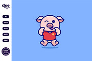 Simple Silly Pig cartoon vector, an Animal Illustration by Satisfactoons (Thumbnail 1 of 3)