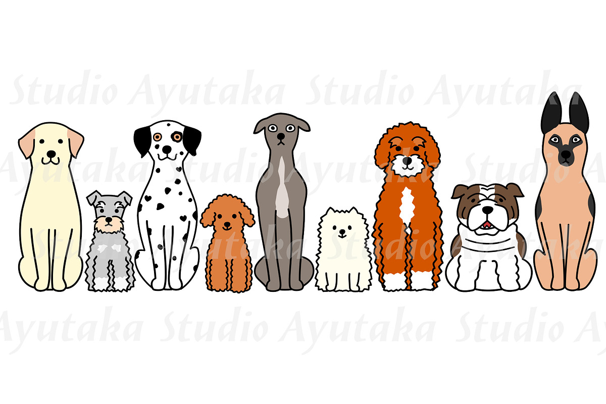 cartoon dogs sitting&peeking bundle, an Illustration by dogsinarow (Photo 3 of 3)