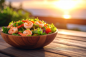 Fresh shrimp salad with crisp greens, creamy dressing, and a light, zesty finis, a Food & Drink Photo by DutchDigitalDesign