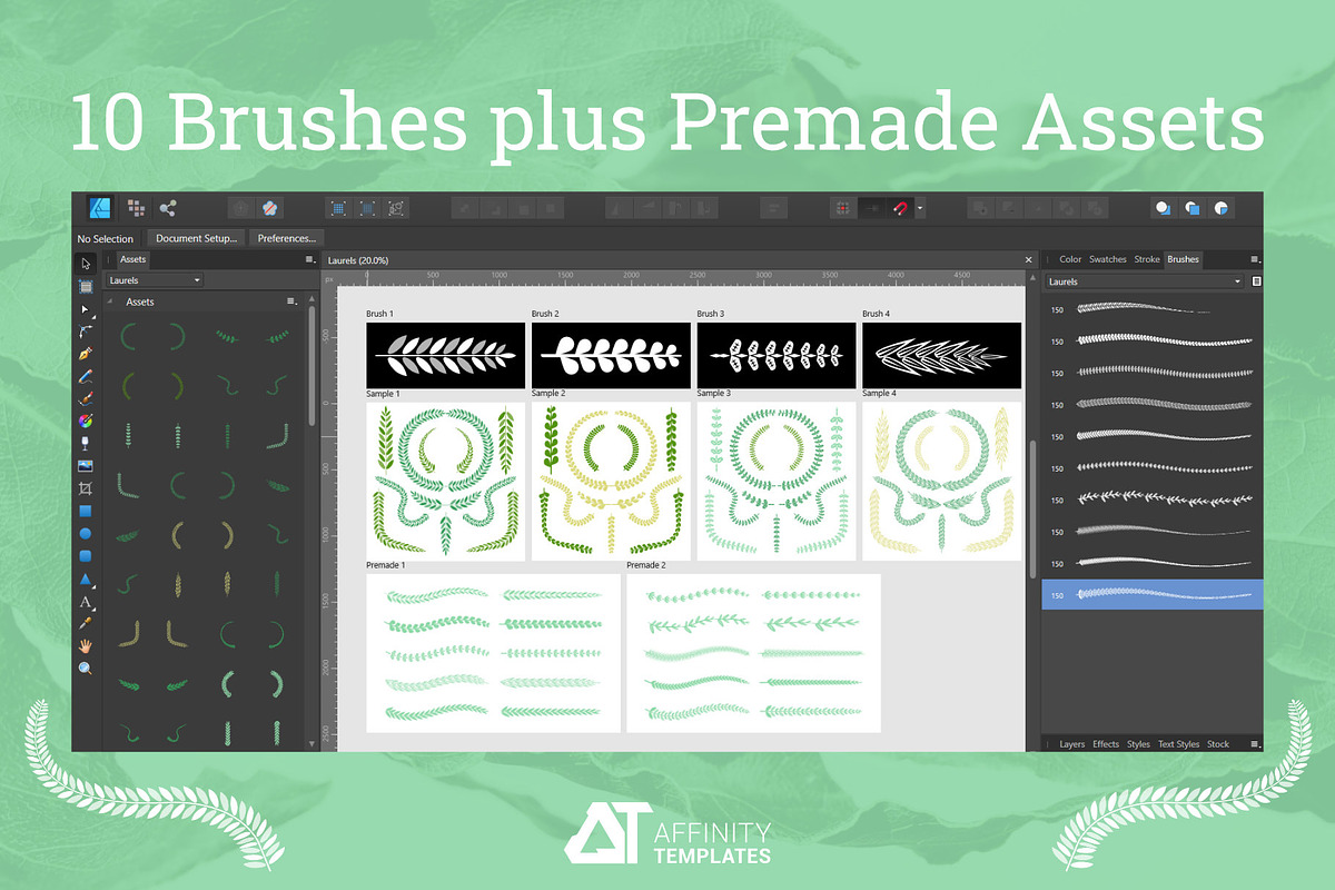 Laurel Brush Pack Affinity Designer, a Brush Add-On by Affinity Templates (Photo 6 of 8)