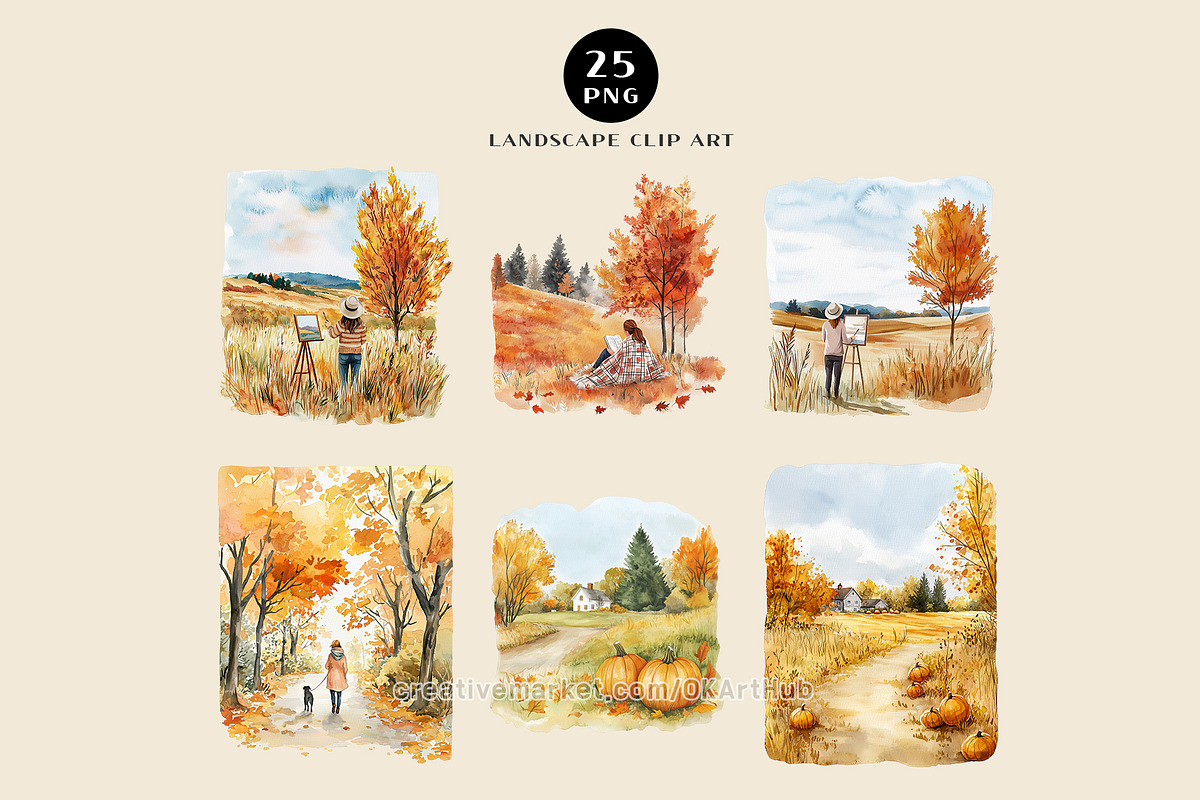 Cozy Autumn Scene & Illustration Kit, a Seasonal Illustration by OKArtHub (Photo 3 of 10)