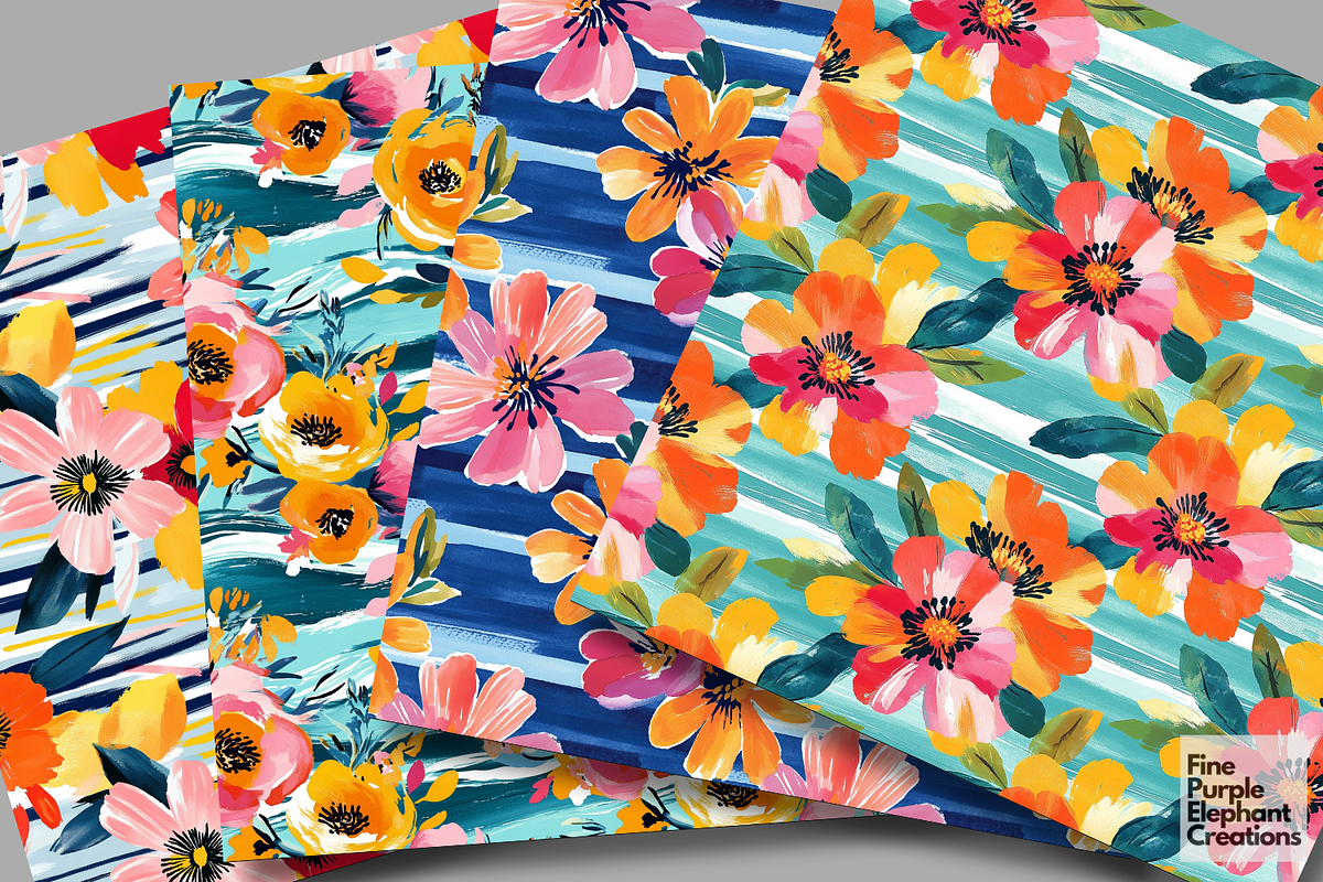 Tropical Summer Flowers Bold, a Pattern Graphic by Fine Purple Elephant (Photo 2 of 5)
