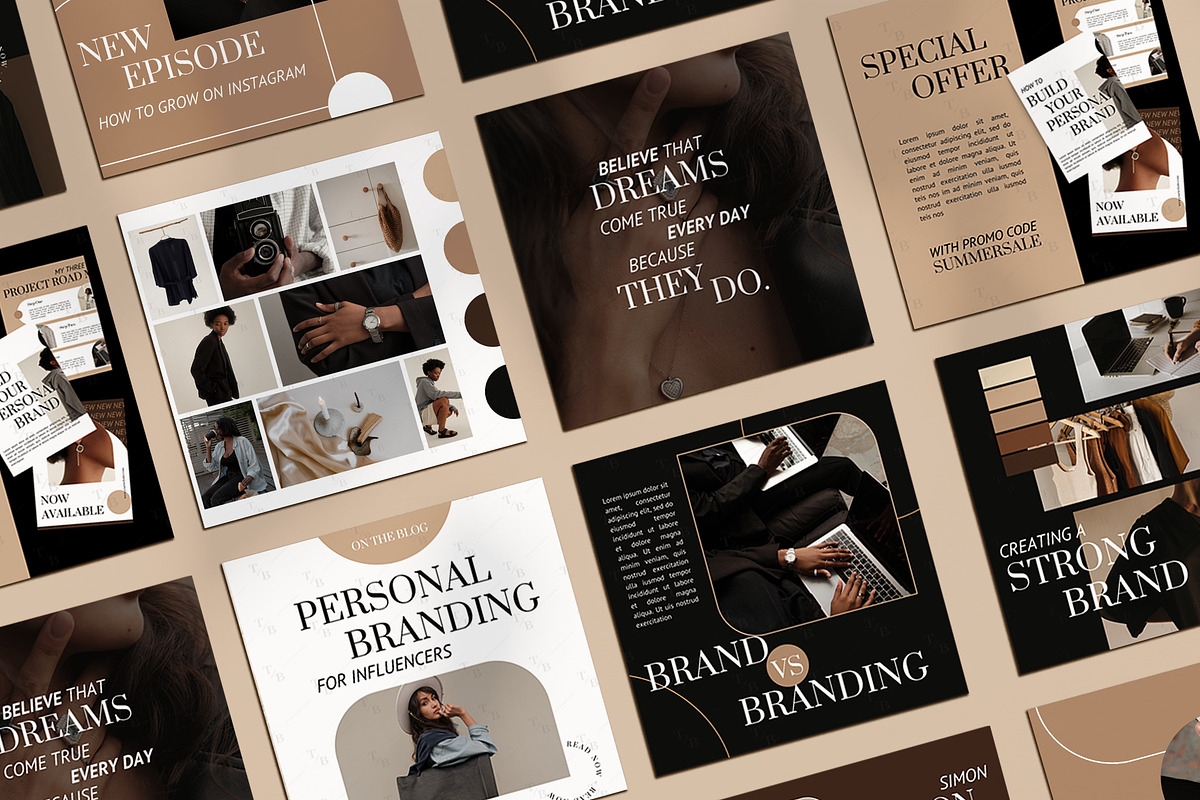 Dark Aesthetic Instagram Templates, a Social Media Template by Templates Boutique (Photo 2 of 9)