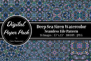 Deep Sea Siren Watercolor Patterns, a Pattern Graphic by Gen Aumonier (Thumbnail 1 of 7)
