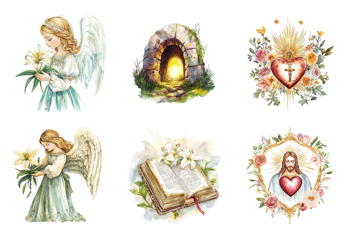 Vintage Christian Easter Clipart, an Illustration by SinaCreation (Photo 2 of 4)