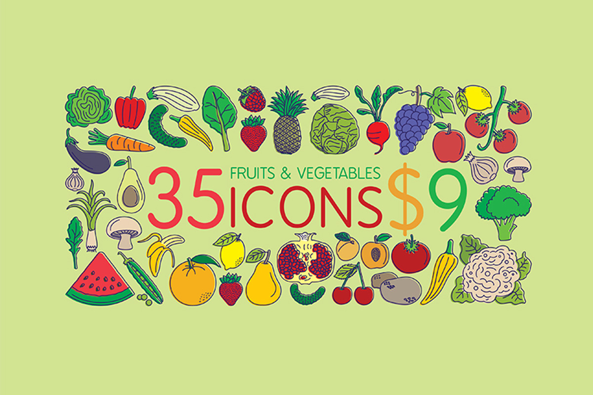 35 Icons - Fruits & Vegetables, an Icon by Babic Goran (Photo 1 of 2)