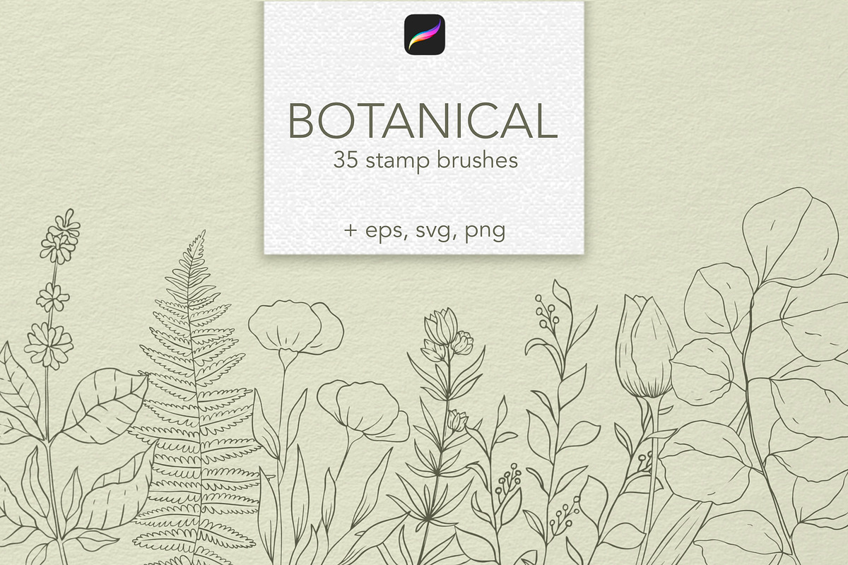 Botanical Procreate stamps, cliparts, a Brush Add-On by Veronika Gotovceva (Photo 1 of 6)