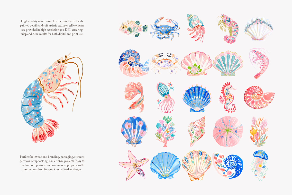 Preppy coastal clipart set, a Decorative Illustration by Patishop Art (Photo 10 of 15)