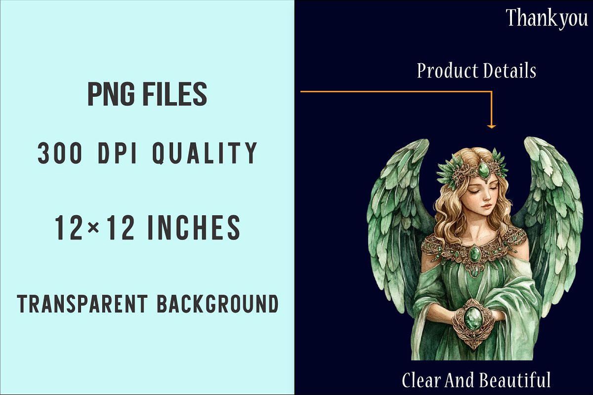 Green Stone Angel Figures PNG, an Illustration by SinaCreation (Photo 5 of 7)