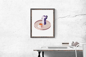 Isometric Geyser Coffee Maker & Cup