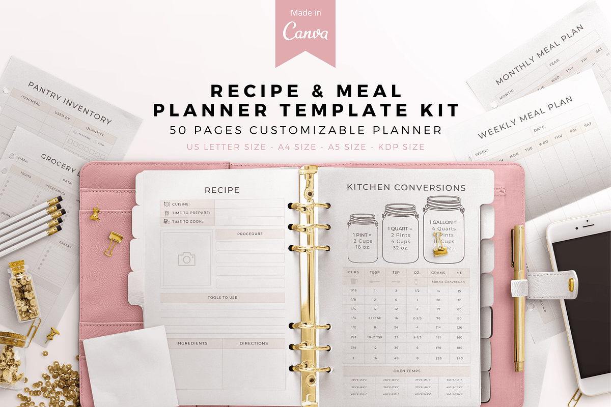 Recipe and Meal Planner Canva, a Magazine Template by The Blog Creative (Photo 1 of 7)