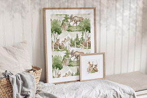 Forest Animals. Watercolor Wildlife