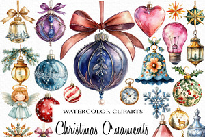 Vintage Christmas Ornaments Clipart, an Illustration by Craft Nest