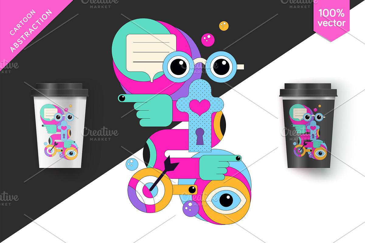 Cartoon geometric art, a Decorative Illustration by KENO Mascots (Photo 2 of 3)