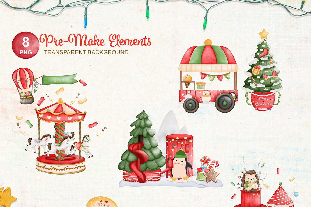 Watercolor Christmas Wonderland Set, an Animal Illustration by Apixsala (Photo 3 of 6)