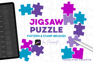 Jigsaw Puzzle Procreate Brush Set, a Brush Add-On by AngelfishCreative