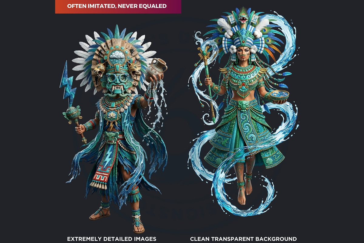 Aztec Deities Cliparts, a Person Illustration by ThatsDesignArt (Photo 3 of 15)