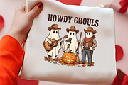 Howdy Ghouls Cowboy Ghosts PNG, a Seasonal Illustration by CrexoraLab (Thumbnail 2 of 4)