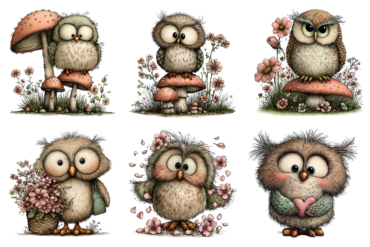 Whimsical Spring Owl Clipart, an Illustration by Dream Creation (Photo 2 of 7)