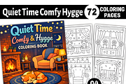 Quiet Time Comfy Hygge Coloring Page, a Decorative Illustration by Ink Gallery (Thumbnail 1 of 4)