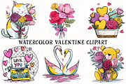 Watercolor Valentine Clipart, an Illustration by OK Design (Thumbnail 2 of 6)