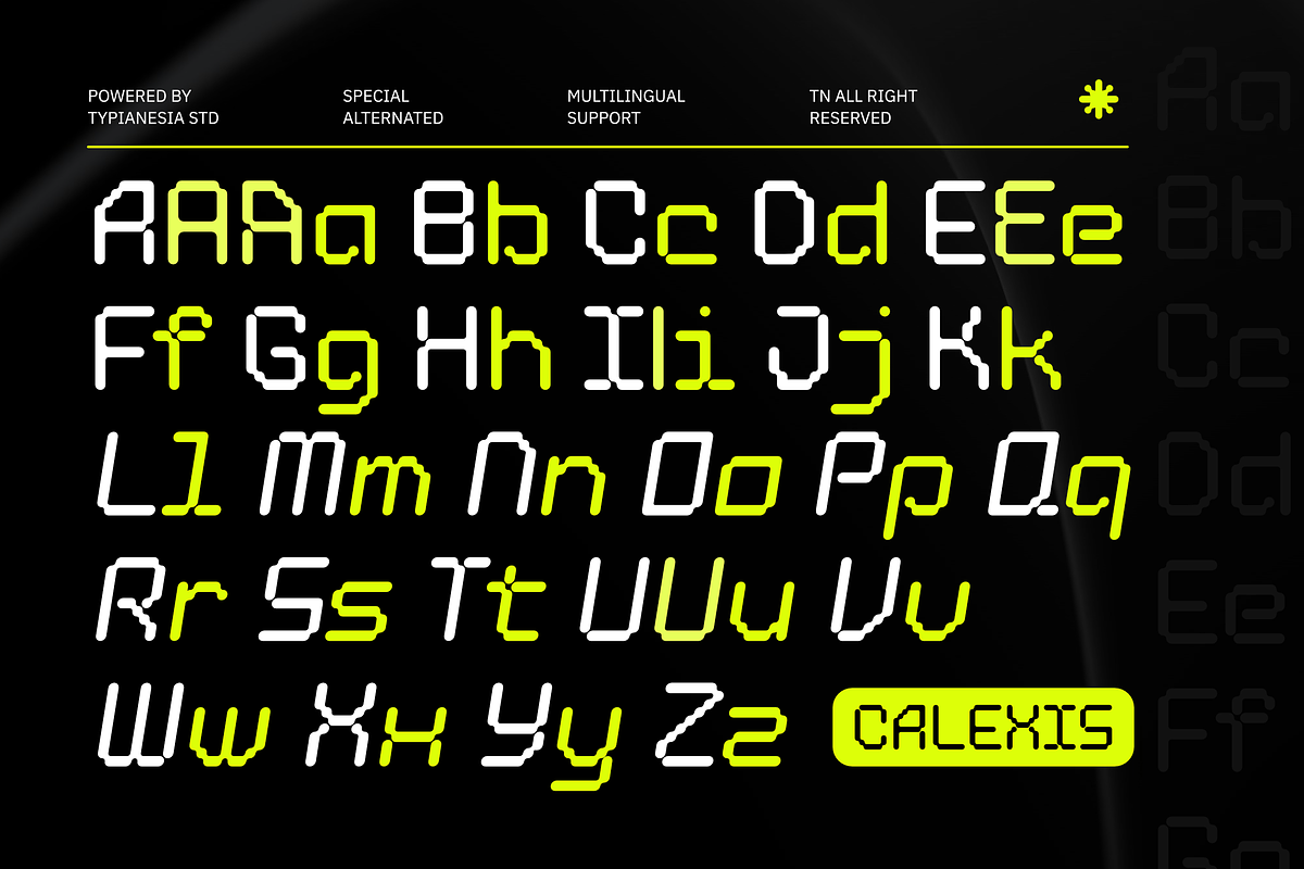 Calexis - Modular Rounded Pixel Font, a Sans Serif Font by Typia Nesia (Photo 11 of 12)