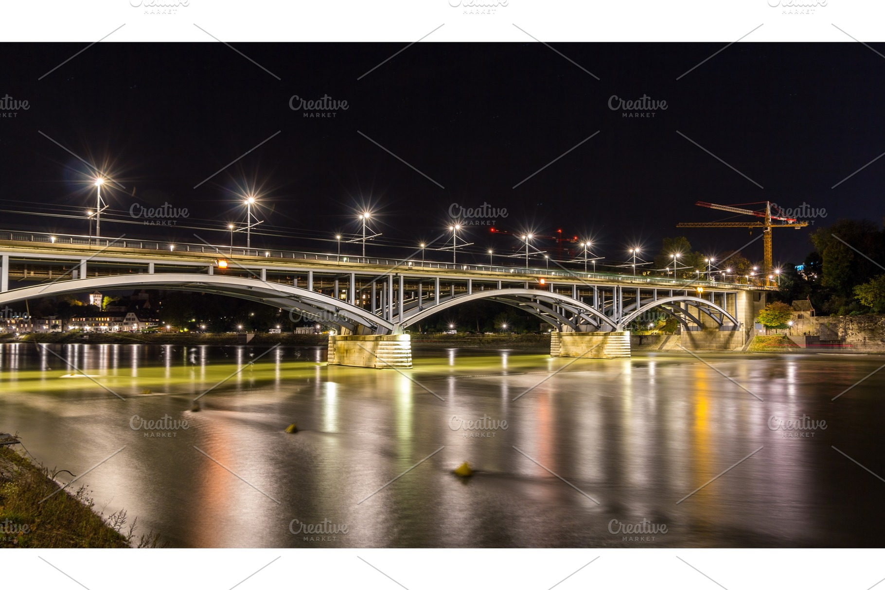 Wettsteinbrucke over the Rhine in Basel by night, an Architecture Photo by Leonid Andronov