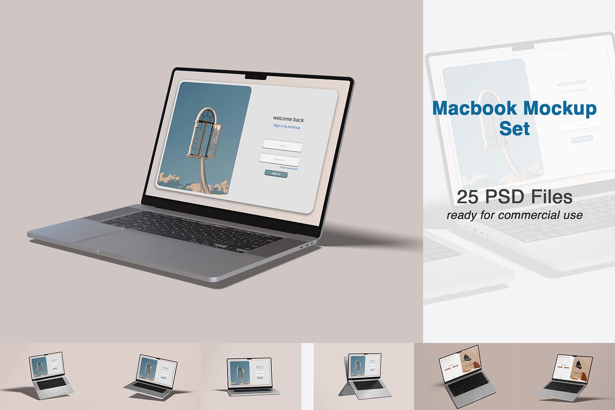 Macbook Mockup Set | 25 PSD files, a Mac Mockup by rahmatmoscae (Photo 1 of 26)