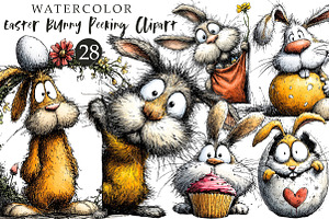 Funny Easter Bunny Peeking Clipart, an Illustration by OK Design