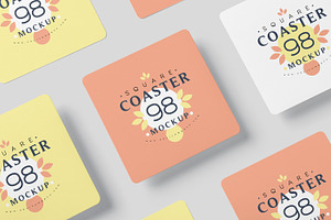 Square Coaster Mockups