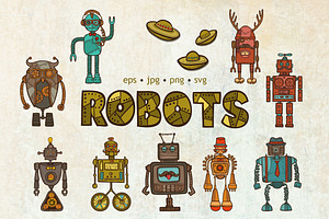 Hipster Robots Sketch Set